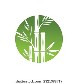 Bamboo with green leaf logo ilustration vector template