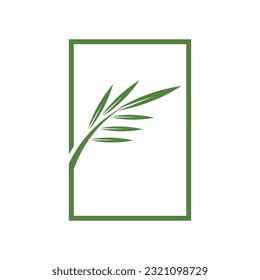 Plantilla vectorial de ilustraciones del logotipo de hoja verde de bambú