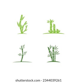 Plantilla vectorial de ilustraciones del logotipo de hoja verde de bambú