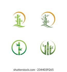 Plantilla vectorial de ilustraciones del logotipo de hoja verde de bambú