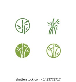 Bamboo with green leaf logo vector icon template