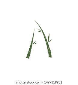Bamboo with green leaf logo vector icon template