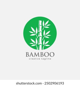 Bambú, verde, hoja, árbol, natural, naturaleza, arte, fibra, selva logotipo de Vector totalmente editable