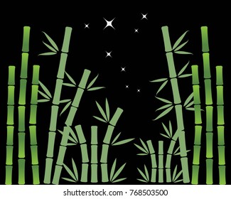 Bamboo with green leaf for your background logo icon vector template