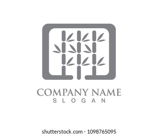 Bamboo with green leaf for your logo icon vector template