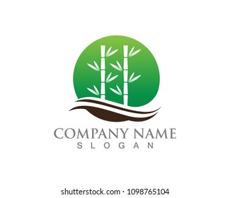 Bamboo with green leaf for your logo icon vector template