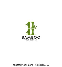 Bamboo with green leaf for your logo icon vector template