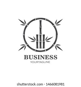 Bamboo with green leaf for your logo icon vector template
