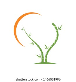 Bamboo with green leaf for your logo icon vector template