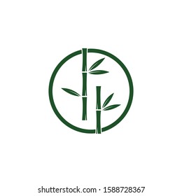 Bamboo with green leaf for your logo icon vector template