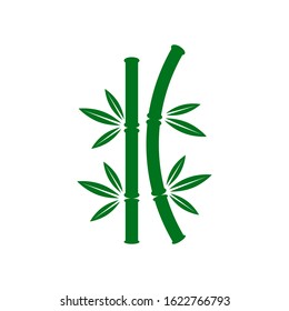 Bamboo with green leaf for your logo icon vector template