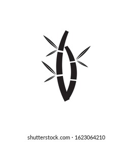 Bamboo with green leaf for your logo icon vector template