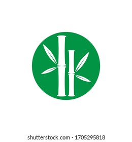 Bamboo with green leaf for your logo icon vector template