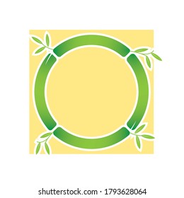 Bambú con hoja verde para la plantilla del vector del icono del logotipo