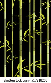 Bamboo. Green pattern. Vector plant. Seamless wood. Tropical jungle. Natural background. Trees in a shadow. Floor tile texture