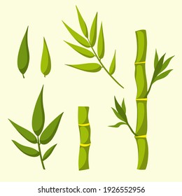 Bamboo with green stems and leaves. Vector flat isolated illustration.