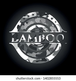 Bamboo grey camouflage emblem. Vector Illustration.