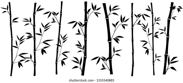 Bamboo grove for the background, set of bamboos to create a pattern EPS-10