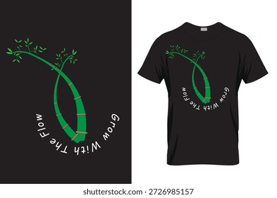 El bambú crece con el diseño de la camiseta del flujo .