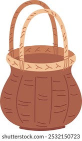 Bamboo hamper. Rustic farm basket color icon