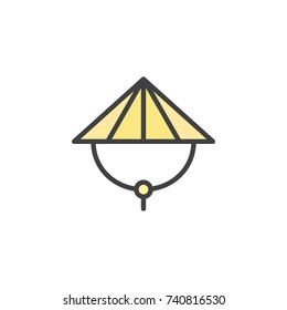 Bamboo hat filled outline icon, line vector sign, linear colorful pictogram isolated on white. Symbol, logo illustration. Pixel perfect vector graphics
