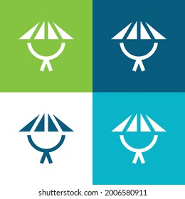 Bamboo Hat Flat four color minimal icon set