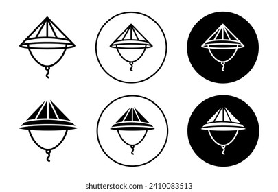 bamboo hat flat line icon set. bamboo hat Thin line illustration vector