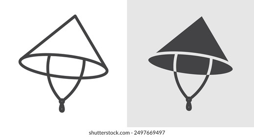 Bamboo hat icon Black line art vector logo set