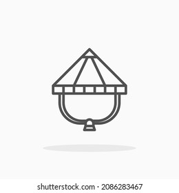 Icono de Sombrero de Bambú. Estroque editable y píxel perfecto. Estilo de esquema. Ilustración vectorial. Disfruta de este icono para tu proyecto.
