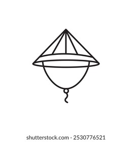 Bamboo hat icon flat line symbol set.