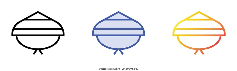 bamboo hat icon. Linear, Blue Fill and Gradient Style Design Isolated On White Background