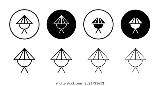 Bamboo hat icon logo set vector