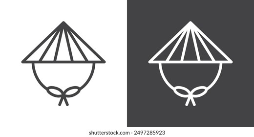 Bamboo hat icon vector logo set collection for web app ui