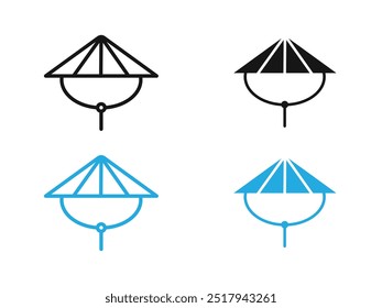 Bamboo hat icon vector set illustration