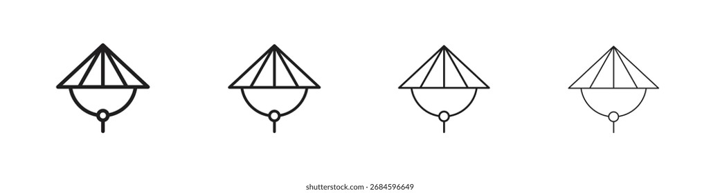Bamboo hat icons. thin line symbols in strokes