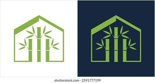 bamboo house art vector logo icon