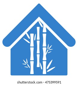 Bamboo House icon. Vector style is flat iconic symbol, cobalt color, white background.