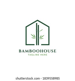 Bamboo house logo design illustration vector template