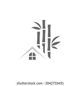 Bamboo house logo design illustration vector template
