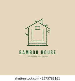 bamboo house logo design minimalist, bamboo vector logo illustration design graphic template