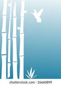 bambú con colibrí