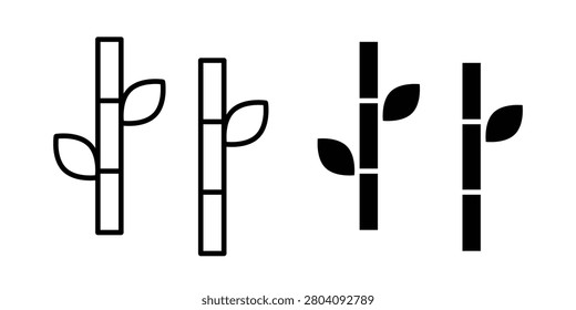 Bamboo icon black vector isolated on white.