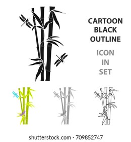 Bamboo icon in cartoon style isolated on white background. Japan symbol stock vector illustration.