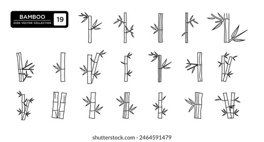 Bambussymbol-Kollektion, Vektorgrafik-Symbol-Vorlagen editierbar und in der Größe veränderbar.