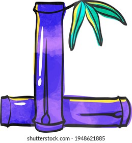 Bamboo icon in color drawing. Spa, herbs, relaxation, wellness, therapy 