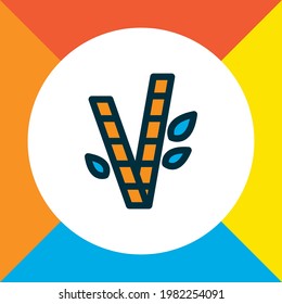 Bamboo icon colored line symbol. Premium quality isolated branch element in trendy style.