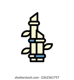 Bamboo icon colored outline blue cream colour chinese new year vector element and symbol perfect.