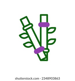 Bamboo icon duotone green purple colour chinese new year vector element and symbol perfect.