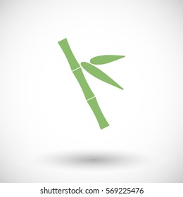 Bamboo icon. Flat design of asian tree branch with round shadow. Vector illustration