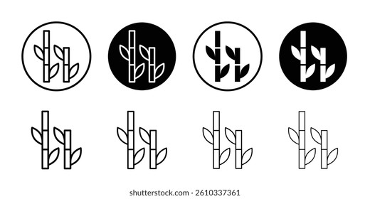 Bamboo icon Flat fill set collection